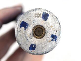 Rauchspurpatrone Blau, komplett delaboriert, frei von jeglichen Gefahrstoffen, datiert 1942