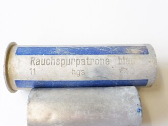 Rauchspurpatrone Blau, komplett delaboriert, frei von jeglichen Gefahrstoffen, datiert 1943