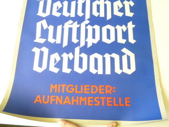 Plakat Deutscher Luftsport Verband Mitglieder Aufnahmestelle. Neuwertiger Zustand, Maße 68 x 49cm