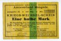 Kriegs Wechsel Schein über eine halbe Mark des Amtsverband Mengede datiert 1917