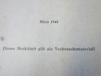 Merkblatt über Verhalten beim Höhenflug datiert 1943, kleinformat, 10 Seiten