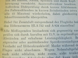 Merkblatt über Verhalten beim Höhenflug datiert 1943, kleinformat, 10 Seiten