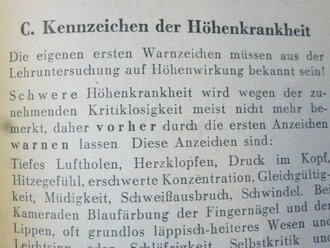 Merkblatt über Verhalten beim Höhenflug datiert 1943, kleinformat, 10 Seiten