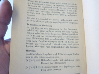 Merkblatt über Verhalten beim Höhenflug datiert 1943, kleinformat, 10 Seiten