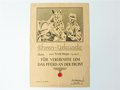 Ehren Urkunde für Verdienste um das Pferd an der Front datiert 1944. Großformatige Urkunde, leicht geknickt, selten