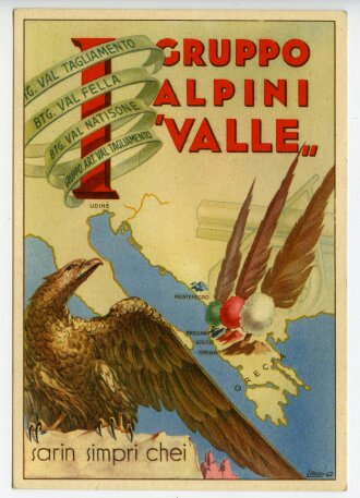 Italien 2.Weltkrieg, Ansichtskarte Gruppo Alpini Valle