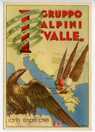 Italien 2.Weltkrieg, Ansichtskarte "Gruppo Alpini Valle"