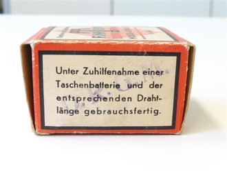 Kinderspielzeug 2.Weltkrieg, Kopfhörer und Morsetaste für das Spiel " Funk Trupp" von Trix. Beide Stücke in sehr gutem Zustand in der originalen Umverpackung.