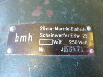 25cm Marine Einheits Scheinwerfer ESW25. Guter Zustand, mit der Seltenen Steckerverlängerung für den Aussenbereich