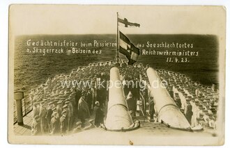 Gedächtnisfeier beim Passieren des Seeschlachtortes a.Skagerrack im Beisen des Reichswehrministers, Maße 9 x 14 cm, datiert 1923