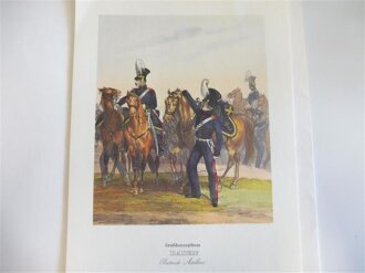 Das deutsche Bundesheer in charakteristischen Gruppen, 10 gedruckte Zeichnungen, gebraucht, Maße 26 x 36 cm