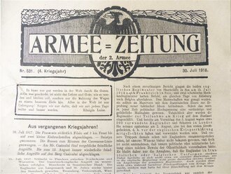 1.Weltkrieg Armee-Zeitung der 2. Armee, datiert 30. Juli...