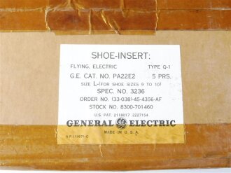U.S. Army Airforce Shoe Insert Flying , Electric, Type Q1. 5 Pair in original sealed box dated April 1945, garantiert Original