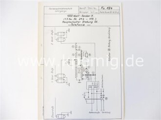 1000 Watt Sender H.  Grundschaltbild, erweitertes Schaltbild und Betriebsanweisung