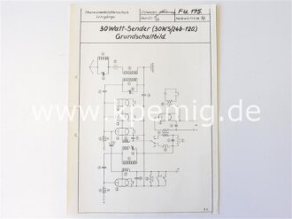 30 Watt Sender .  Grundschaltbild, erweitertes Schaltbild und Betriebsanweisung