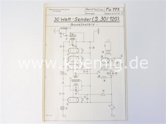 30 Watt Sender .  Grundschaltbild, erweitertes Schaltbild und Betriebsanweisung