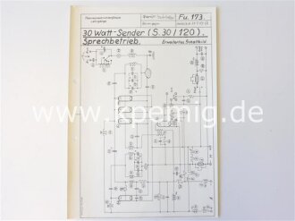 30 Watt Sender .  Grundschaltbild, erweitertes Schaltbild und Betriebsanweisung