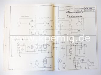 20 Watt Sender c. Grundschaltbild, erweitertes Schaltbild und Betriebsanweisung