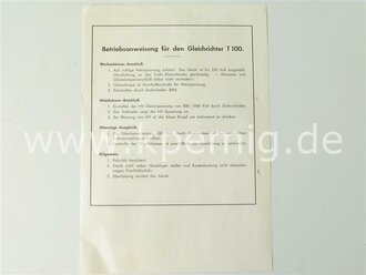 Sendegleichrichter T100. Betriebsanweisung