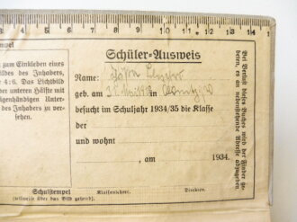 Dr. Spohrs Schüler-Kalender mit Schülerausweis, Seiten teilweise abgerissen, datiert 1934, kleinformatig