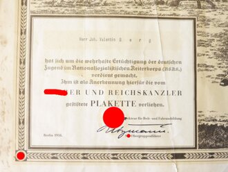 Anerkennungsurkunde für die Plakette zur...