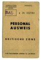 Nachkrieg, Personalausweis Britische Zone  für Personen unter 15 Jahre Köln
