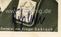 General der Flieger Deßloch, eigenhändige Unterschrift auf Hoffmann Postkarte, als Feldpost gelaufen