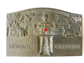 Plakette " Heeresverwaltungsschule München Lehrgang 57, 10.8.40 - 21.2.41. Maße 15 x 10cm