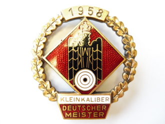 BRD, Deutscher Schützenbund, Abzeichen Deutscher Meister Kleinkaliber 1958. Höhe 60,5mm