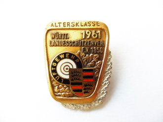 BRD, Württembergischer Landes Schützenverein, Abzeichen Luftgewehr 1961 in Bronze