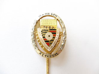 BRD, Württembergischer Landes Schützenverein, Abzeichen Scheibengewehr Mannschaft 1957 in Silber