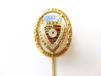 BRD, Württembergischer Landes Schützenverein, Abzeichen Zimmerstutzen Einzel 1957 in Gold