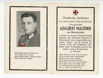 Trauerkarte eines Gebirgsjägers