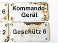 4 Emaillierte Schilder Geschütz/ Kommandogerät für Flak. Jeweils 75 x 38mm