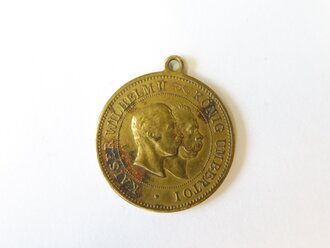 Medaille "Umberto König v.Italien besucht Wilhelm II Kaiser v. Deutschland 1889" Durchmesser 24mm