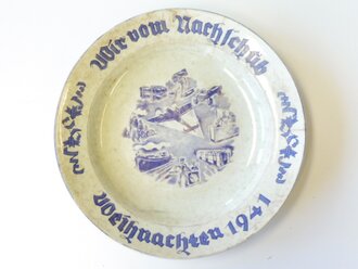 Wandteller " Wir vom Nachschub, Weihnachten 1941". Durchmesser 25cm