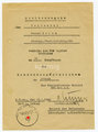 Besitzzeugnis zum Bandenkampfabzeichen in Bronze, ausgestellt am 25.2.1945 an einen Angehörigen der Festungs Infanterie Brigade 964, DIN A5, guter Zustand, vom Vorbesitzer wurden die beiden Heftlöcher verschlossen