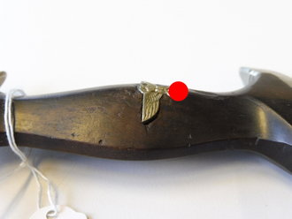 SS Dolch für Mannschaften Hersteller Böker Solingen. Scheide gereinigt und überlackiert, Ring fehlt. Klinge z.T. fleckig, der Griffadler z.T. erhaben, Hersteller Böker