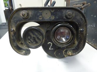 Kriegsmarine Optik im Kasten für 10,5cm SKC/32 Kanone. Unter anderen verwandt auf U-Booten . Einwandfreie Optik mit Fadenkreuz, die Filter leicht gängig.