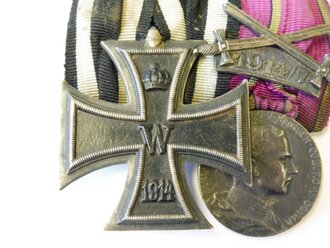 Sachsen Coburg Gotha , Ordenspange eines Frontkämpfers. Medaille des Sächsisch Ernestinischen Hausordens , Herzog Carl Eduard, Silberne Medaille mit Schwerterspange 1914/7
