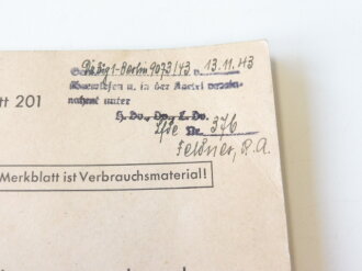 Luftwaffe, Merkblatt 201 Wichtige Grundregeln der angewandten Navigation, datiert 1943. Kleinformatig, leicht beschädigt siehe Bilder