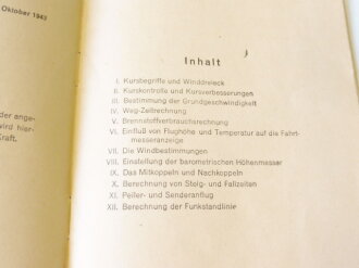 Luftwaffe, Merkblatt 201 Wichtige Grundregeln der angewandten Navigation, datiert 1943. Kleinformatig, leicht beschädigt siehe Bilder