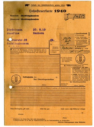 Konvolut 3 Steuerkarten, 1938/39/40