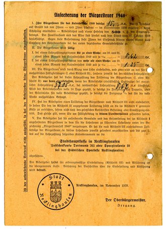 Konvolut 3 Steuerkarten, 1938/39/40