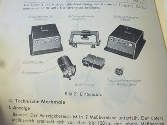 Kurzbeschreibung und Betriebsvorschrift Elektrischer Höhenmesser FuG 101.  NACHDRUCK