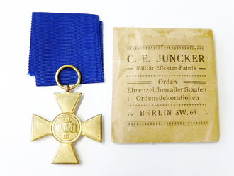 Preussen, Dienstauszeichnung für 25 Jahre, Buntmetall vergoldet. Neuwertiges Stück in Juncker Tüte