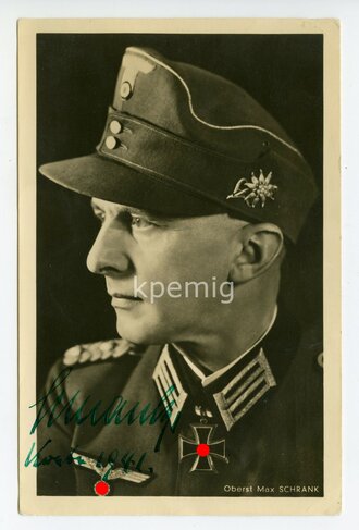Oberst Max Schrank, eigenhändige Unterschrift auf...