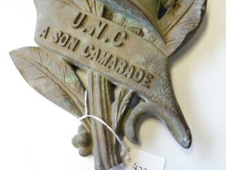 Frankreich, 2 Messingplaketten wohl eines Kriegerdenkmals, Höhe jeweils knapp über 40cm