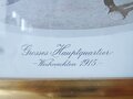Kaiser Wilhelm II, Geschenk Bilderrahmen mit eigenhändiger Unterschrift. Original gerahmtes Foto des Hofphotografen Berger Potsdam, bezeichnet " Grosses Hauptquartier Weihnachten 1915" Maße 30 x 40cm