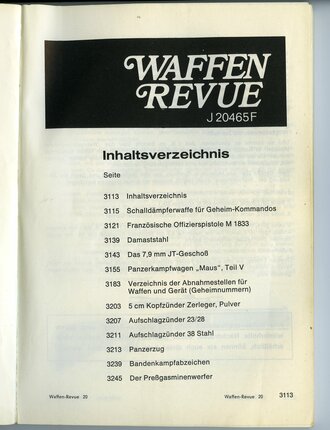 Waffen Revue Nr. 20, Schalldämpfer-Waffe für...